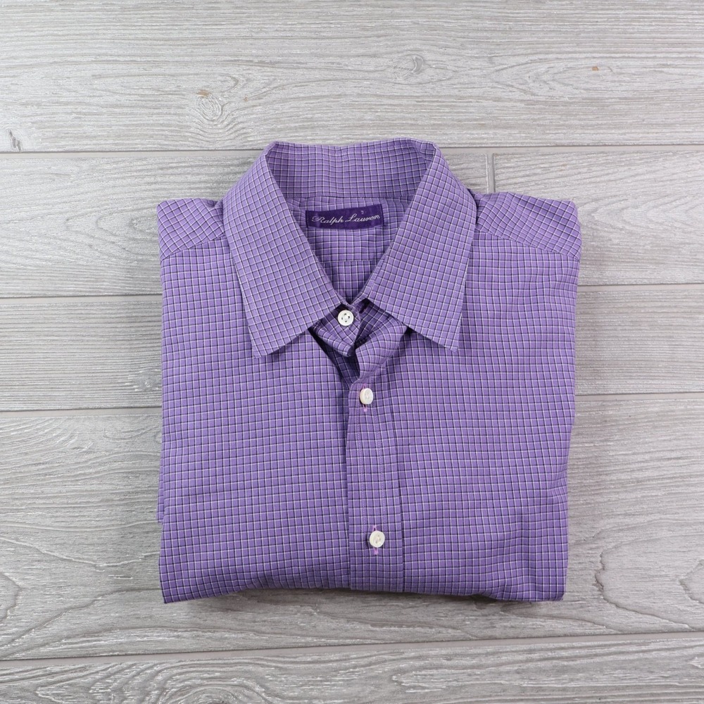 Ralph Lauren Purple Label Italy Cotton Dress Shirt Men 16.5/35 Purple